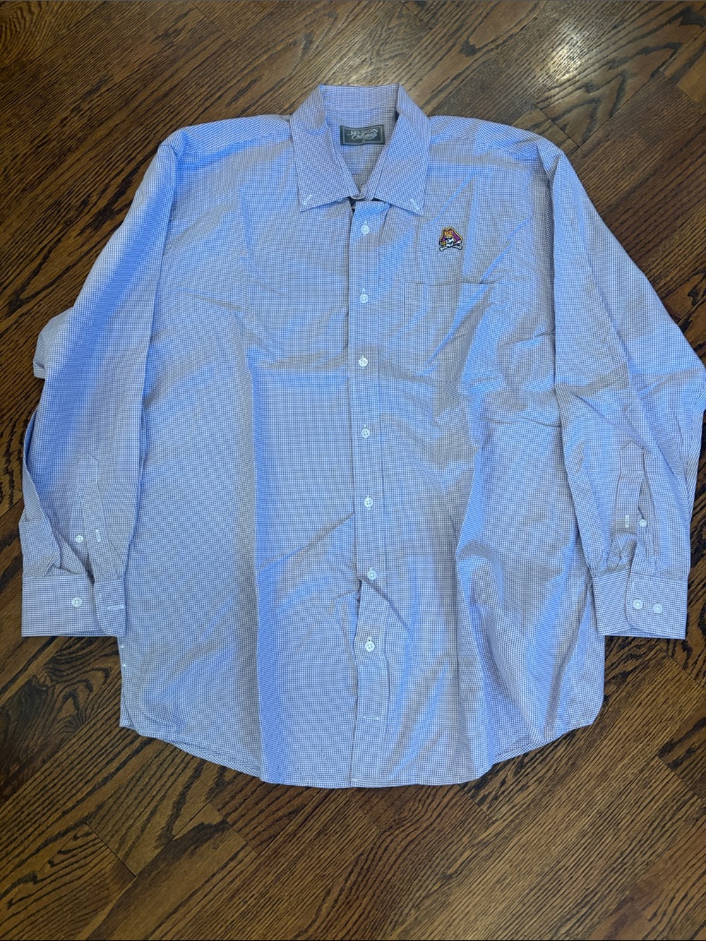 Classic purple plaid Long-Sleeve Dress Shirt with Chest Embroidery